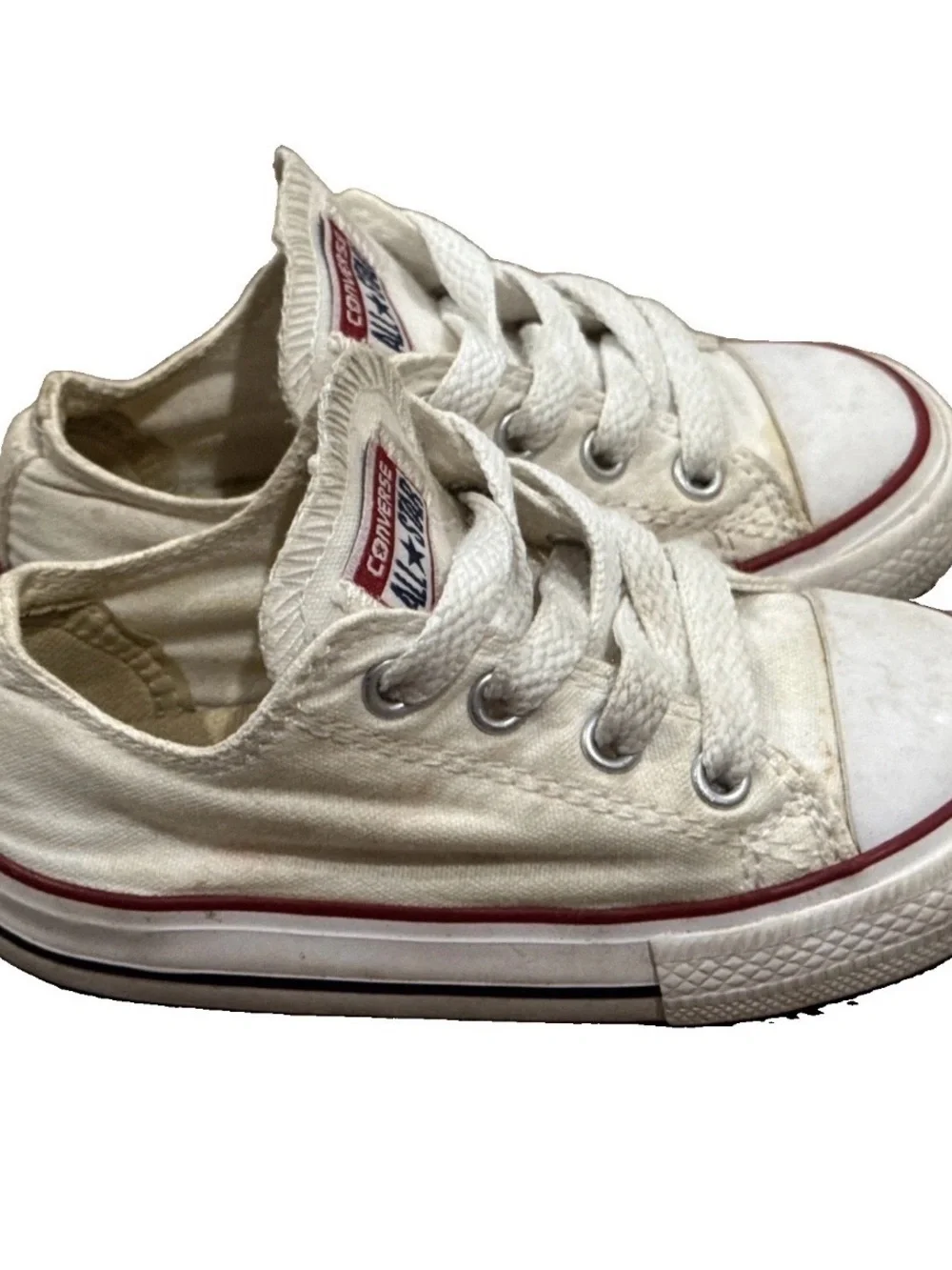 White Toddler Converse Lace Up Sneakers Size 7 Toddler Unisex Chuck Taylor